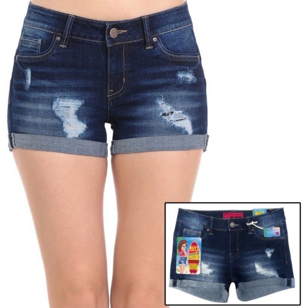 💖Wax Jean cut off shorts,  blue, stretchy, medium